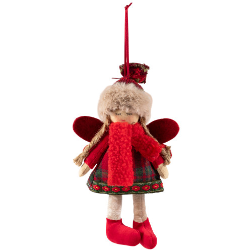 Angel Girl with Knitted Winter Hat Christmas Ornament - 8.5"