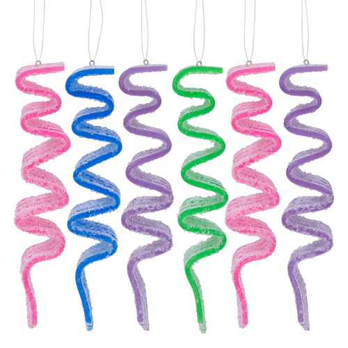 Sugar Coated Ribbon Candy Christmas Ornaments - 5.5" - 6 ct