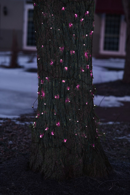 2' x 8' Pink LED Net Style Tree Trunk Wrap Christmas Net Lights - Brown Wire