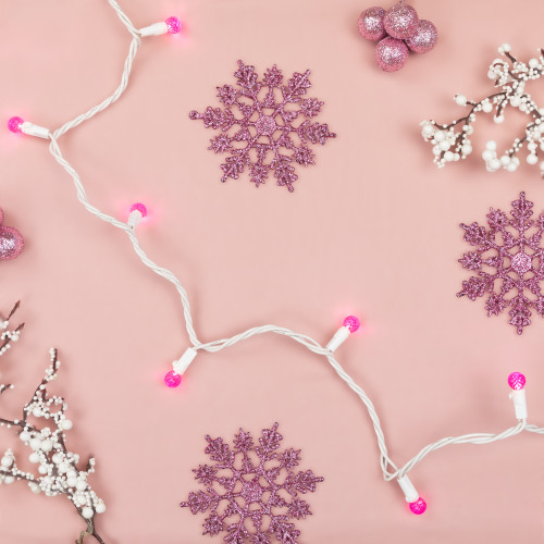 LED G12 Berry Christmas Lights - Pink - 16' White Wire - 50 ct