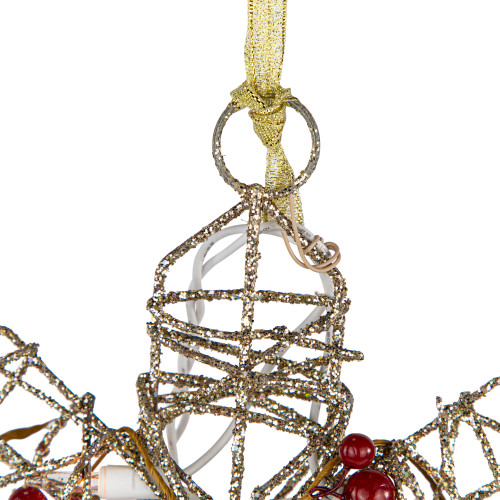 19" Lighted Silver Glittered Berry Rattan Snowflake Christmas Window Decoration