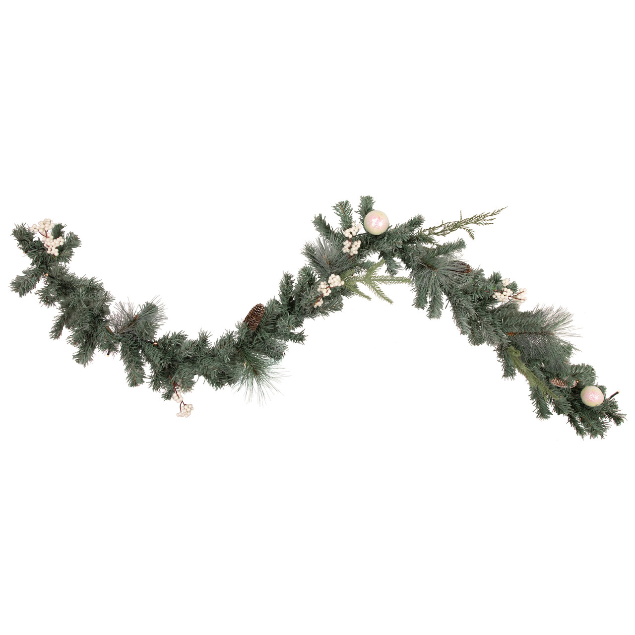 Pre-Lit LED Mixed Pine and Berries B/O Christmas Garland - 6' x 12" - Warm White Lights