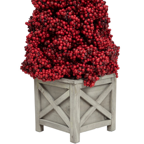 24" Red Berry Cone Potted Christmas Topiary