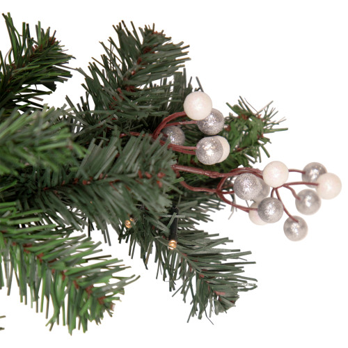 Pre-Lit Battery Operated Decorated Green Pine Christmas Garland - 9' - Warm White LED Lights