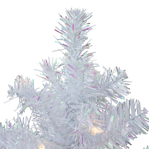 2' Pre-lit White Iridescent Pine Artificial Christmas Tree - Clear Lights