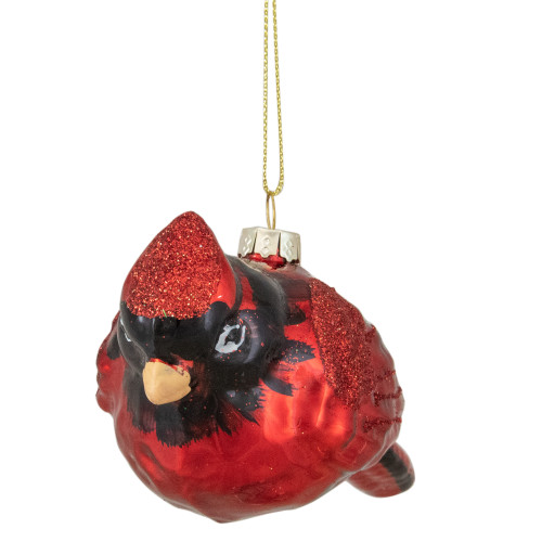 5.5" Red Cardinal Glittered Glass Christmas Ornament