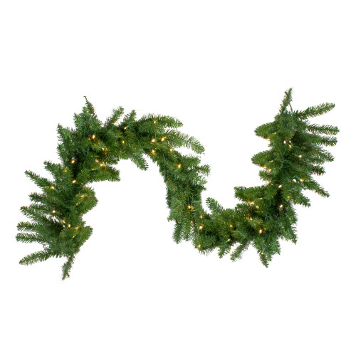 Pre-Lit Buffalo Fir Commercial Artificial Christmas Garland - 25' x 18" - Warm White LED Lights