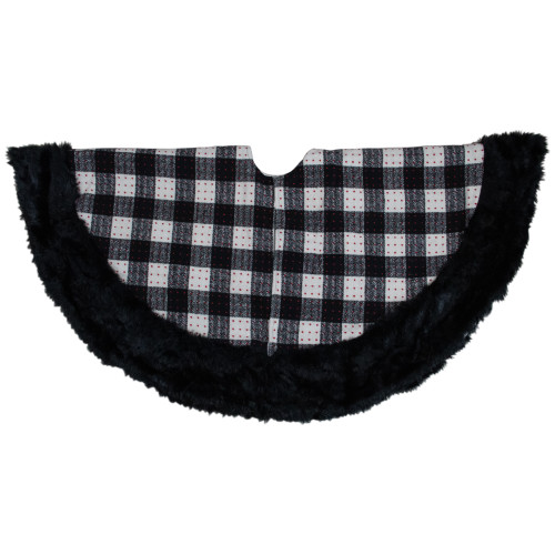 Buffalo Plaid Christmas Tree Skirt - 48" - Black and White