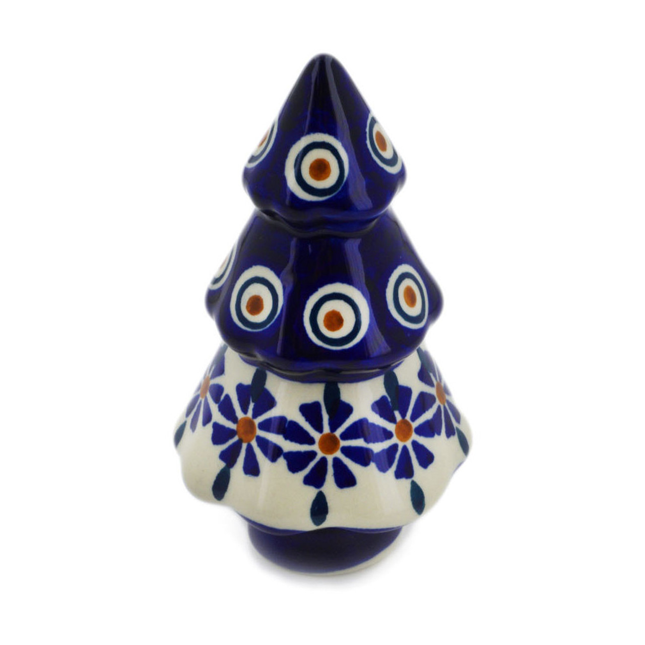 Polmedia Polish Pottery Christmas Tree Figurine 5" Peacock