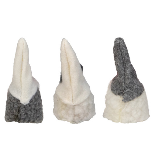 Christmas Gnomes Heads - 3.75" - Gray and Cream - Set of 3