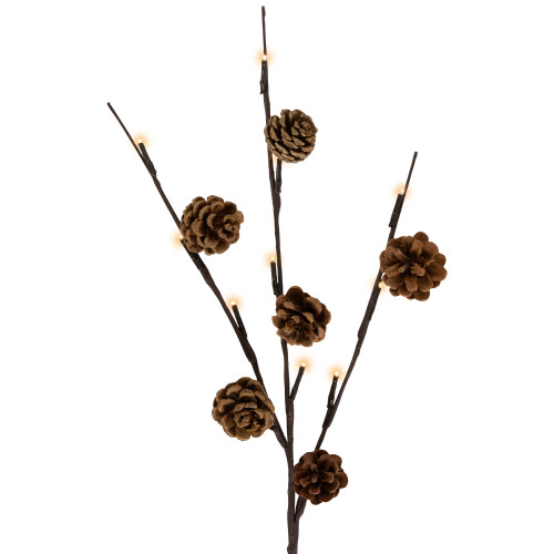 Lighted Pinecone Christmas Branch Bundle - 23" - Warm White LED - Set of 3