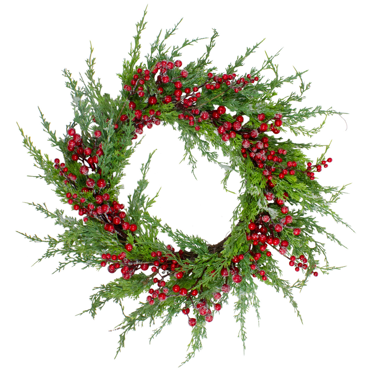 Real Touch?? Iced Berries and Pine Artificial Christmas Wreath  - 24" - Unlit