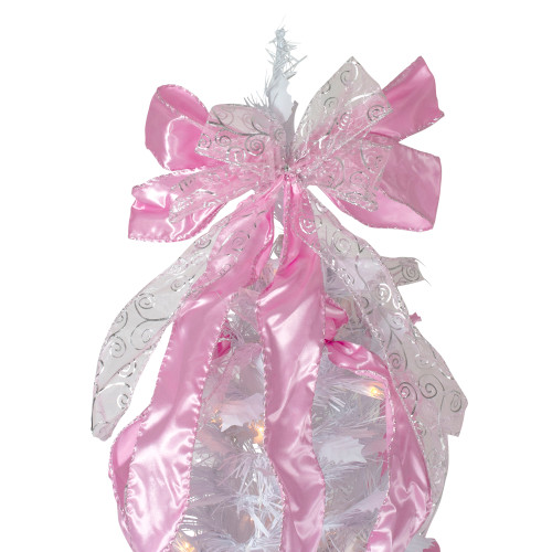 6' Pre-Lit White and Pink Pre-Decorated Pop-Up Artificial Christmas Tree