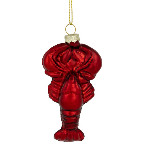 3.5" Shiny Red Lobster Glass Christmas Hanging Ornament