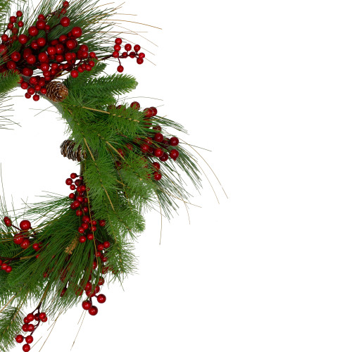 Real Touch?? Mixed Pine and Berry Artificial Christmas Wreath - 24" - Unlit