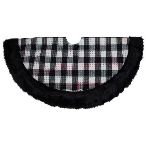 Buffalo Plaid Christmas Tree Skirt - 48" - Black and White