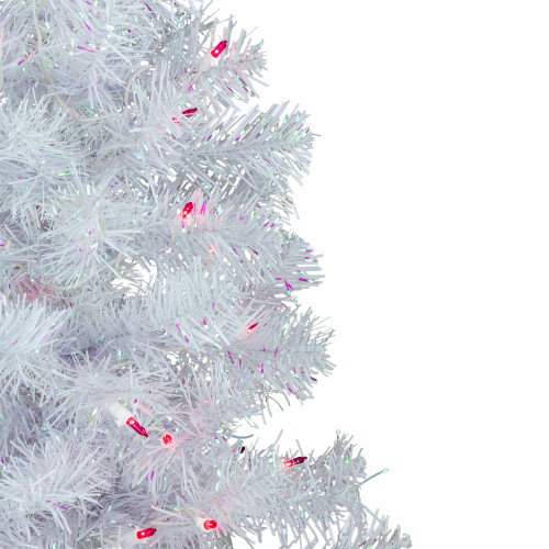 3' Pre-lit Rockport White Pine Artificial Christmas Tree, Pink Lights
