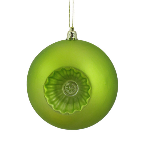 6ct Green Retro Reflector Matte Christmas Ball Ornaments 4" (100mm)