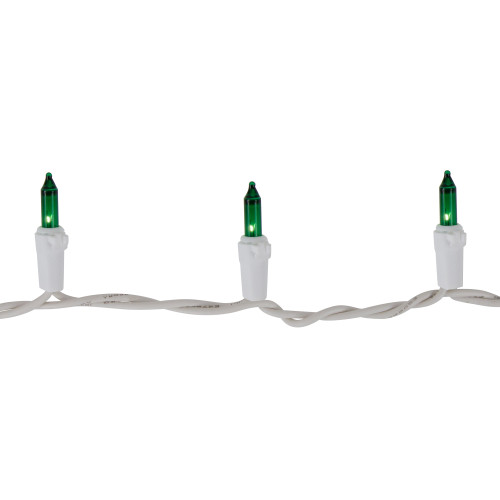 35-Count Green Mini Christmas Light Set, 7ft White Wire