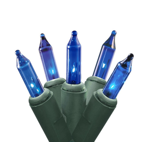 4' x 6' Blue Mini Net Style Christmas Lights, Green Wire