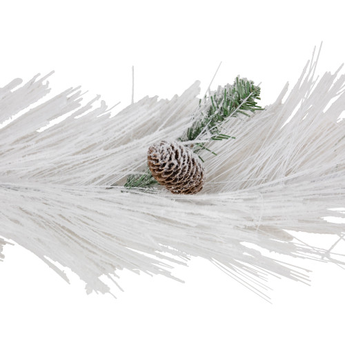 6' x 10" White Flocked Artificial Christmas Garland with Pine Cones, Unlit
