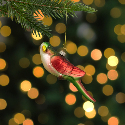 6.5" Yellow and Red Parrot Glass Christmas Ornament