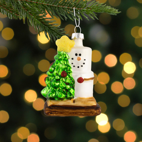 3.25" Smore with Tree Glass Christmas Ornament