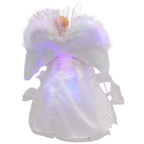 Fiber Optic Color-Changing Angel with Dove Christmas Tree Topper - 12" - White