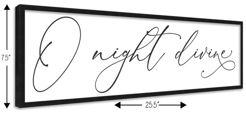 O Night Divine 7.5" x 25.5" Framed Christmas Wall Decor Art Print Sign Poster in a Black Wooden Frame with UV Acrylic and Hangers