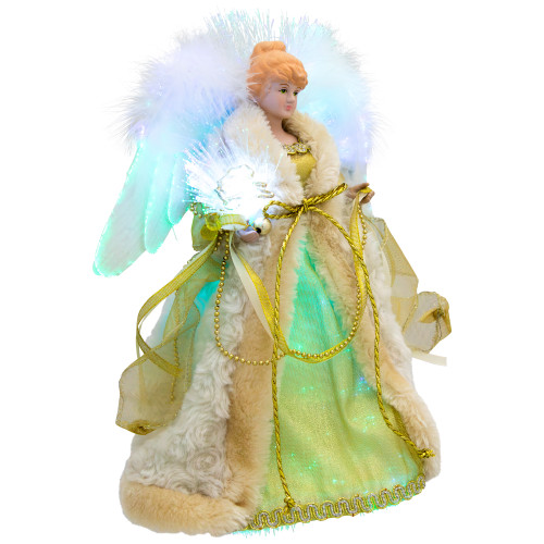 Color-Changing Fiber Optic Angel Christmas Tree Topper - 12" - Gold