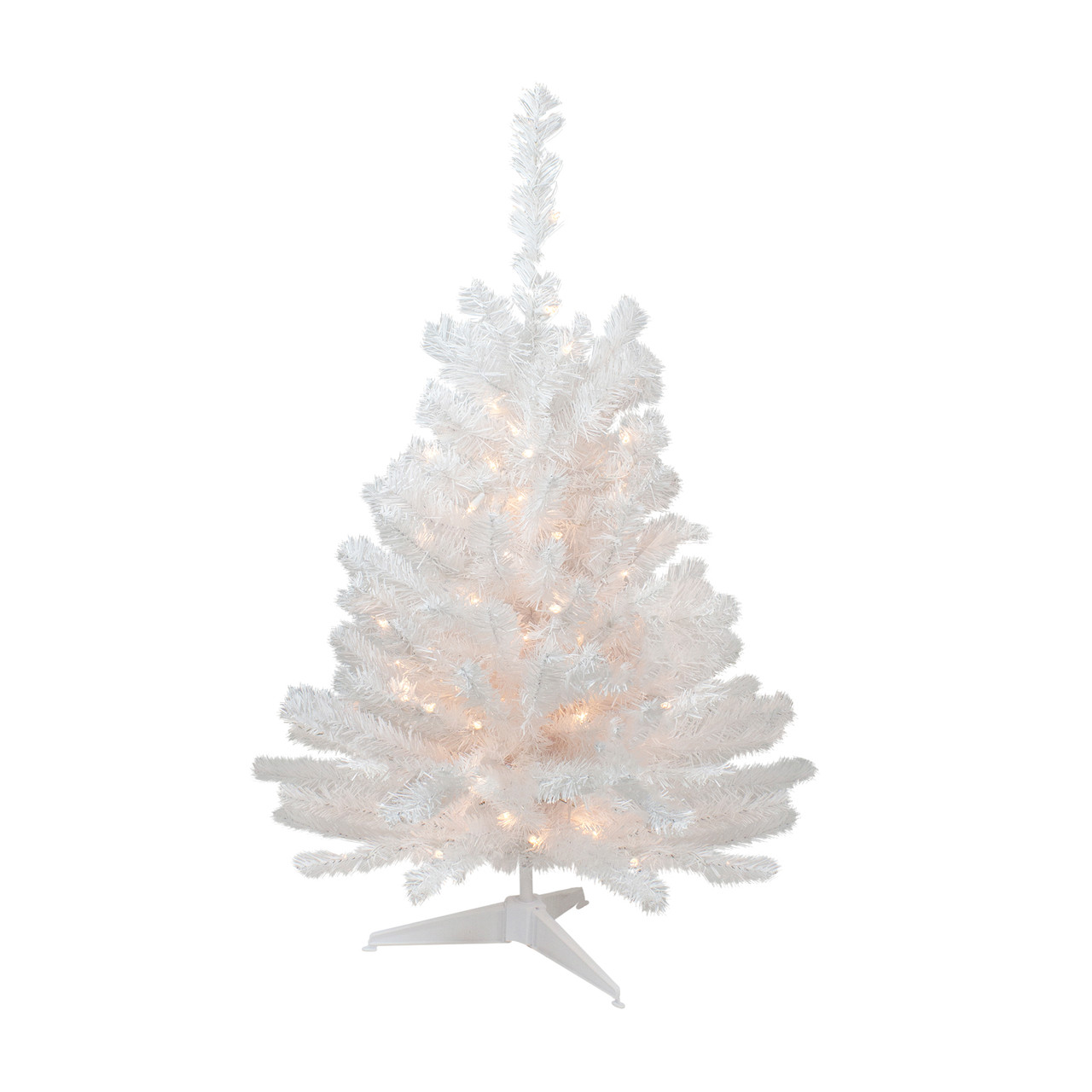 3' Pre-Lit Snow White Artificial Christmas Tree, Clear Lights
