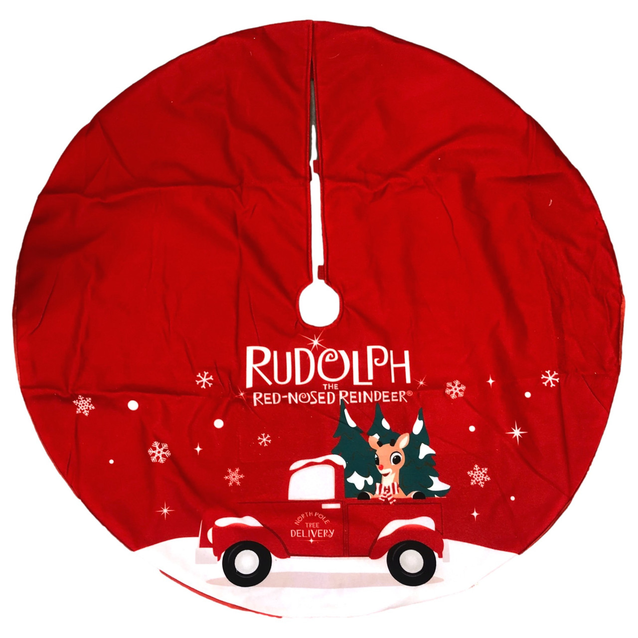Rudolph The Red Nosed Reindeer 48 Inch Red Lined Holiday Christmas Tree Skirt