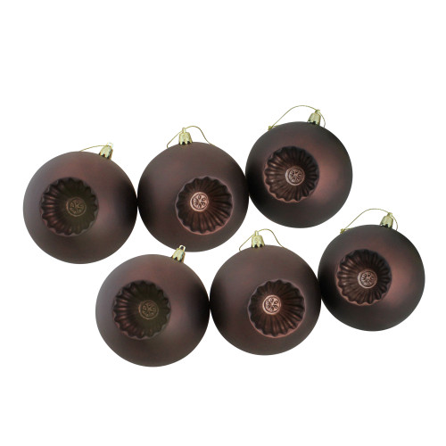 6ct Brown Shatterproof Matte Christmas Ball Ornaments 4" (100mm)