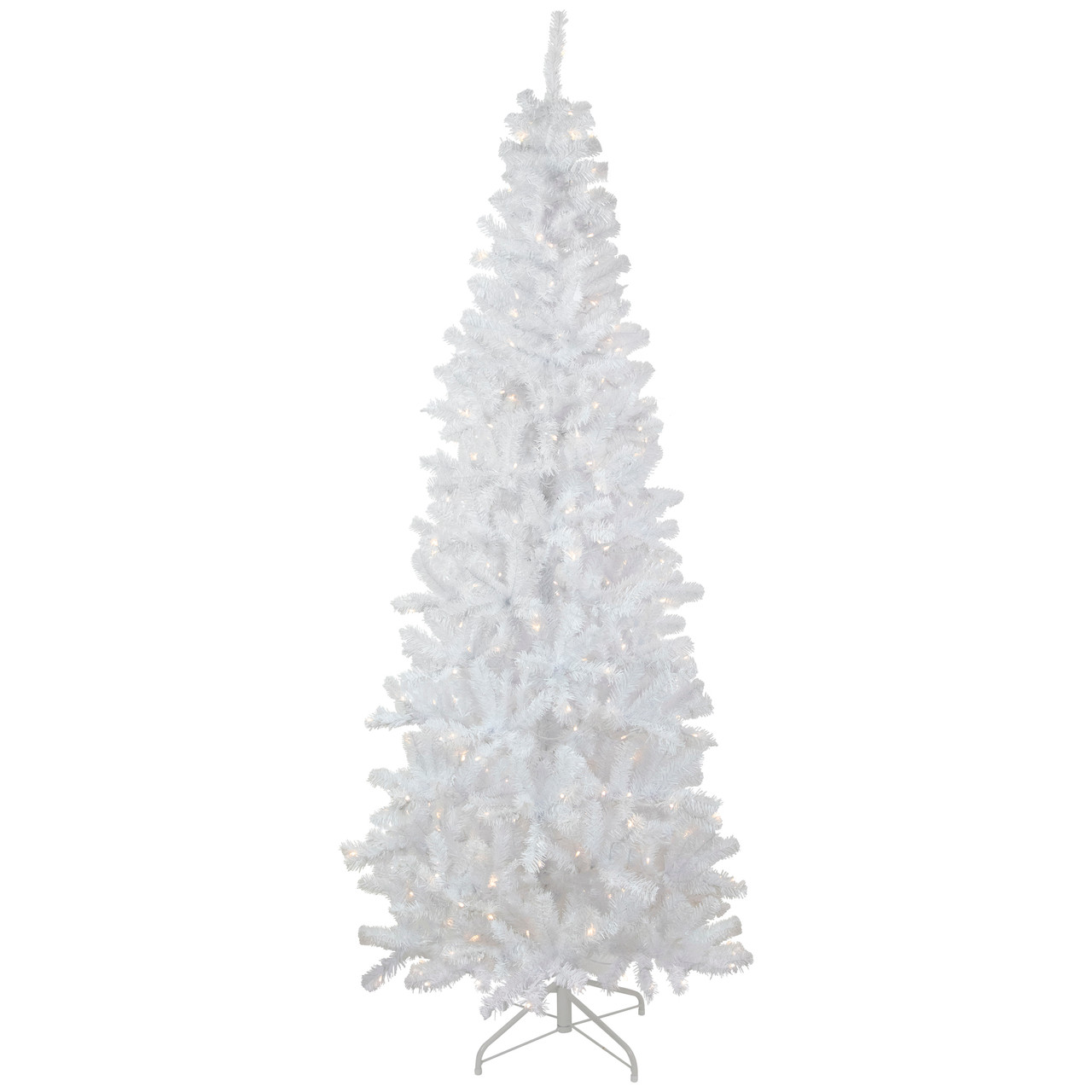6.5' Pre-Lit Pencil White Georgian Pine Artificial Christmas Tree, Warm White LED Lights