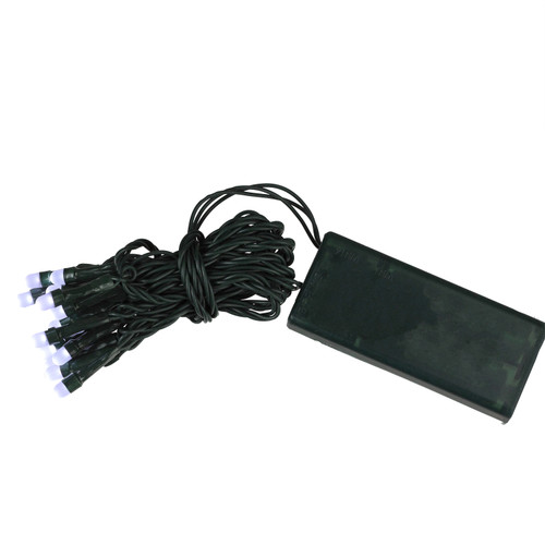 20 Battery Operated White LED Micro Rice Christmas Lights with Timer - Green Wire