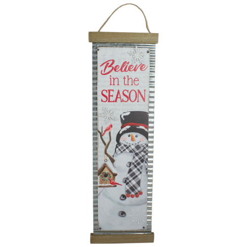 Galvanized "Believe in the Season" Snowman Christmas Wall Decoration - 26"