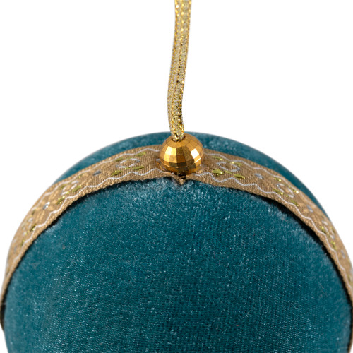 Velour Christmas Ball Ornament - 3.25" - Teal Green