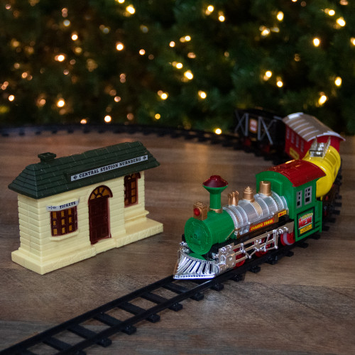 18-Piece Black and Green Battery Operated Animated Classic Model Train Set