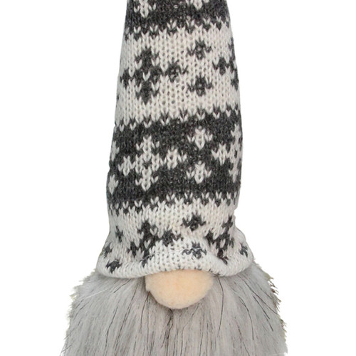6.25-Inch Gray and White Gnome Head with Hat Hanging Christmas Ornament