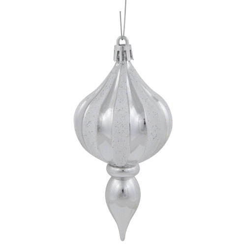 8ct Silver Shatterproof Finial Christmas Ornaments, 4.75"