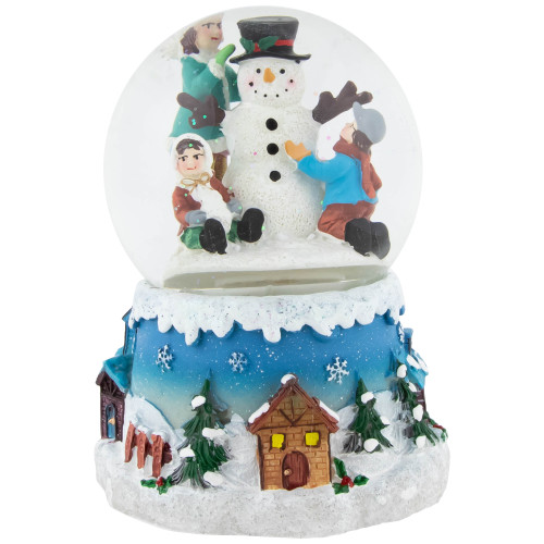 Children Building Snowman Musical Christmas Snow Globe - 5.75"