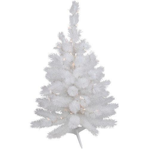 3' Pre-Lit White Alaskan Pine Artificial Christmas Tree, Warm White LED Lights
