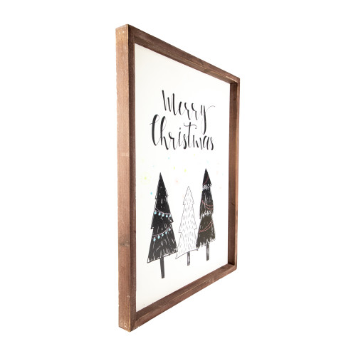 19.5" Merry Christmas with Holiday Trees Wall Sign