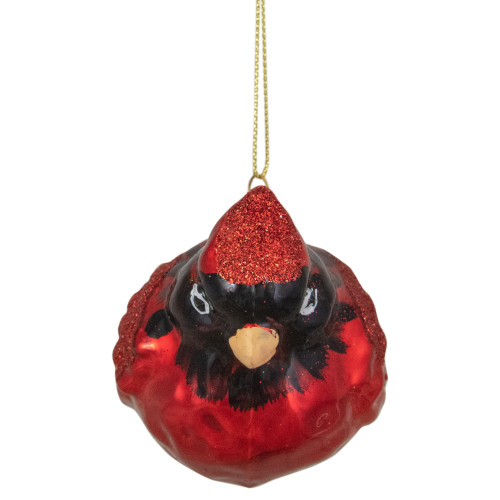 5.5" Red Cardinal Glittered Glass Christmas Ornament