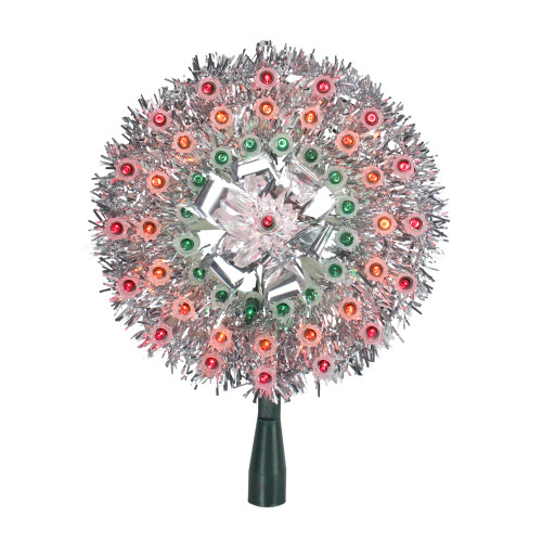 8" Pre-Lit Silver Starburst Christmas Tree Topper - Multicolor Lights