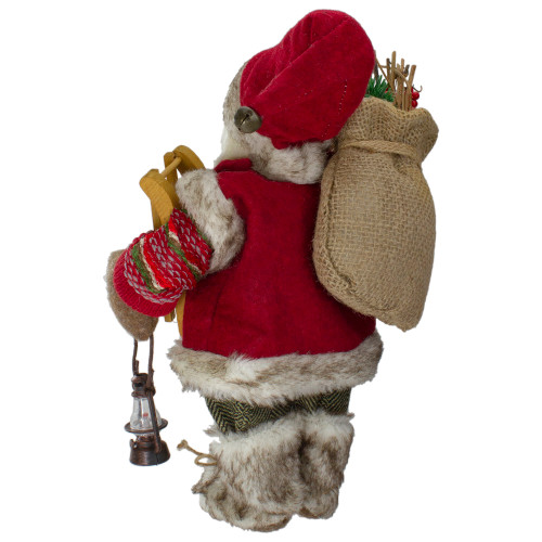 12" Standing Santa With a Sled and Lantern Christmas Figure