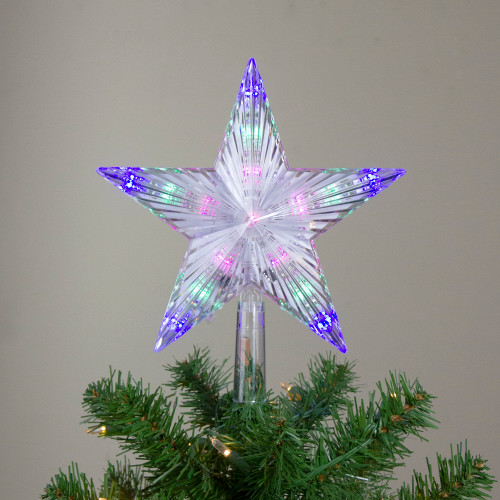 9.5" Lighted Color Changing 5 Point Star Tree Topper - White and Blue LED Lights