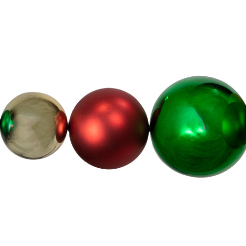 6' Red, Gold and Green Shiny and Matte Shatterproof Ball Christmas Swag