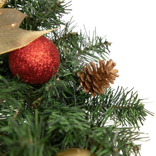 Pre-Lit Battery Operated Pine Cone and Gifts Christmas Wreath - 24" - Warm Clear LED Lights