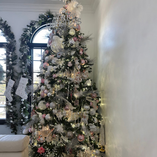 4ct Pink 2-Finish Glass Christmas Ball Ornaments 4" (100mm)